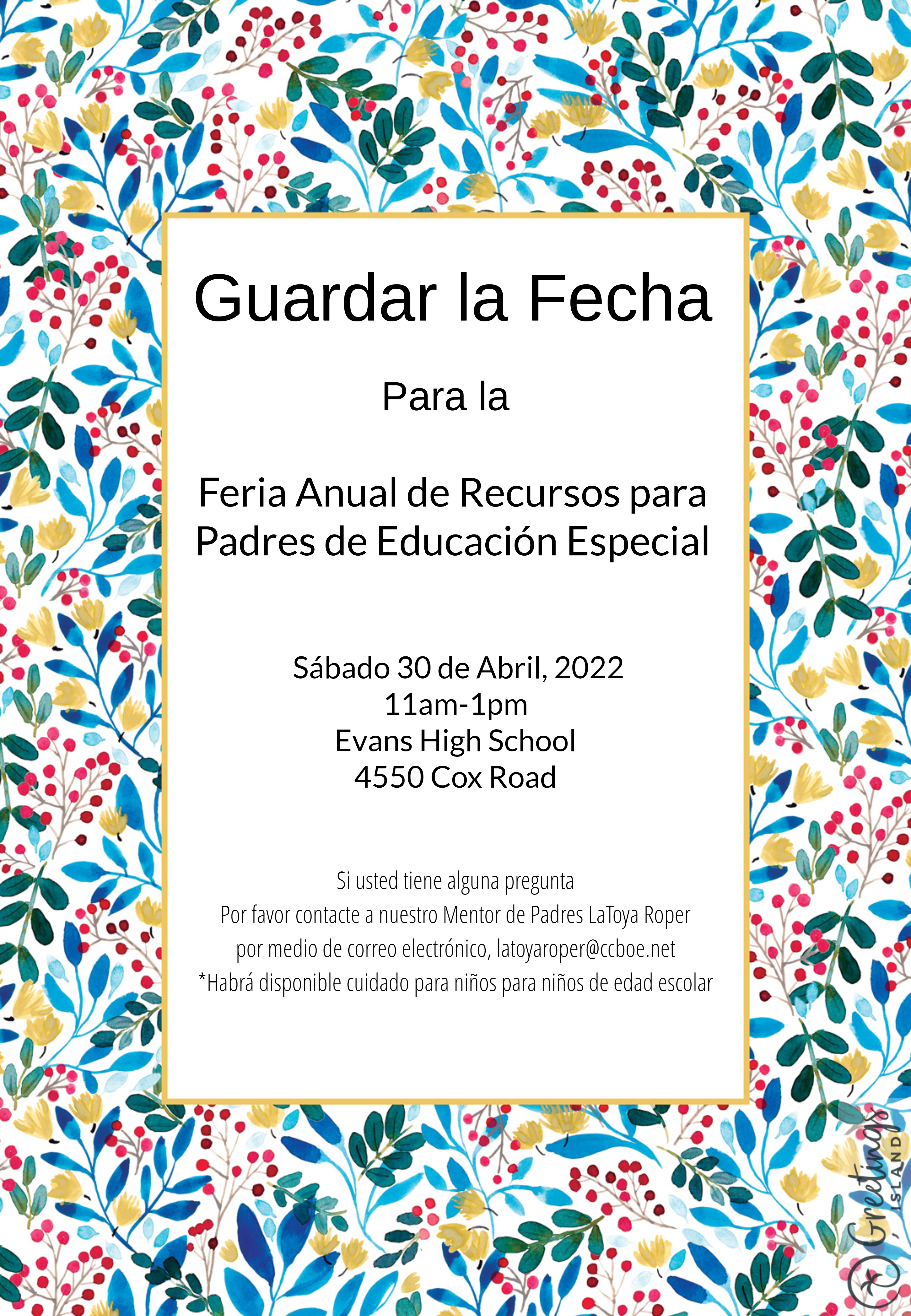 Special Education Parent Resources Fair Information - Spanish