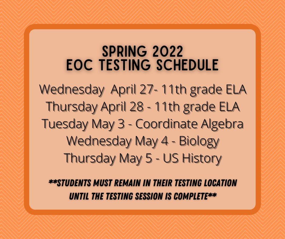 Spring EOC Testing Info